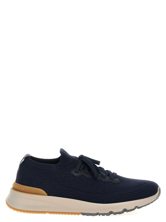 Brunello Cucinelli Blue Wool Athletic Sneakers