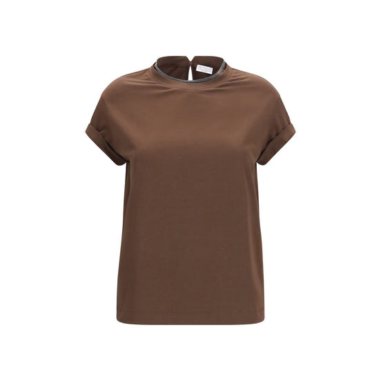 Brunello Cucinelli Brown Elastane T-Shirt