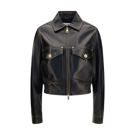 Versace Black Lamb Ovis Aries Aries Leather Jacket