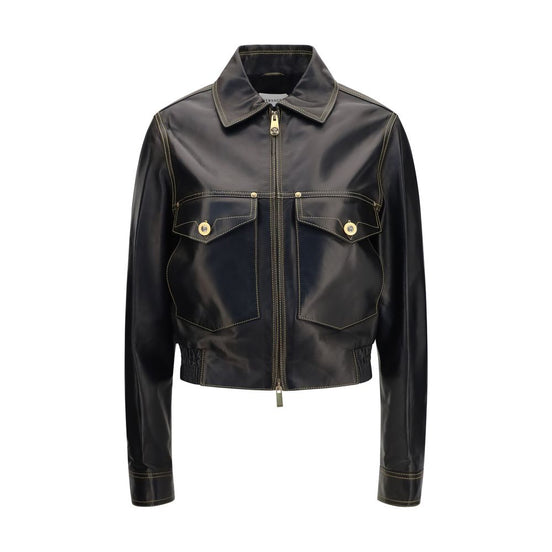 Versace Black Lamb Ovis Aries Aries Leather Jacket