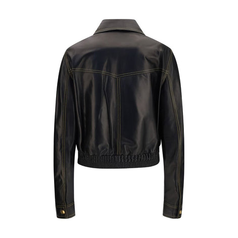 Versace Black Lamb Ovis Aries Aries Leather Jacket