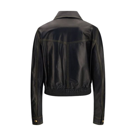 Versace Black Lamb Ovis Aries Aries Leather Jacket