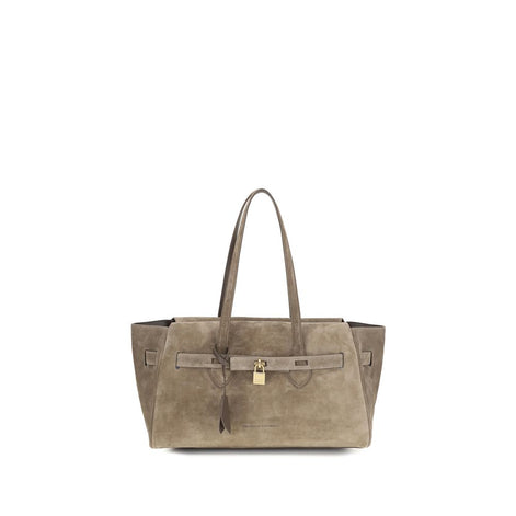 Brunello Cucinelli Brown Calf Leather Bos Taurus Shoulder Bag
