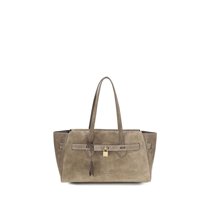 Brunello Cucinelli Brown Calf Leather Bos Taurus Shoulder Bag