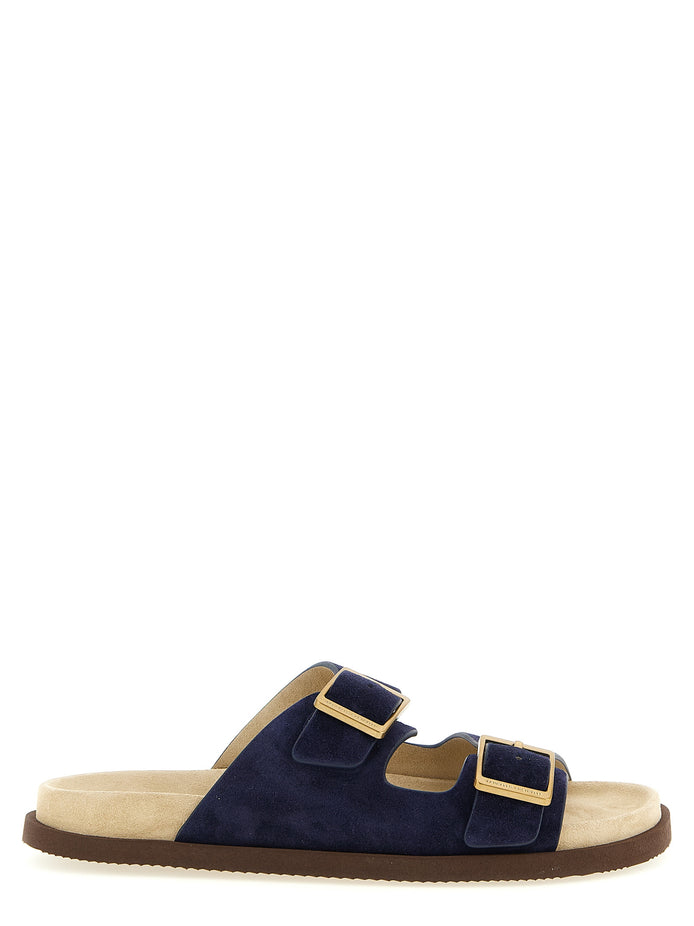 Brunello Cucinelli Blue Calfskin Slides