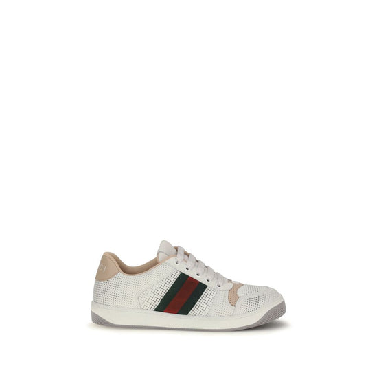 Gucci Screener White Leather Athletic Sneakers