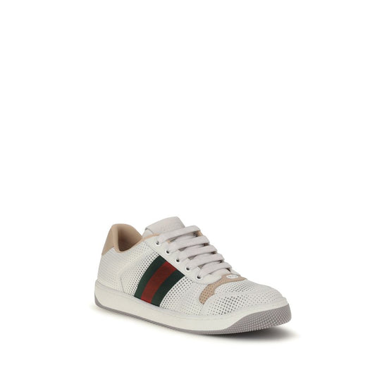 Gucci Screener White Leather Athletic Sneakers