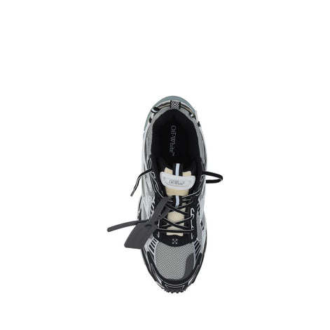 Off-White Gray Polyurethane Athletic Sneakers