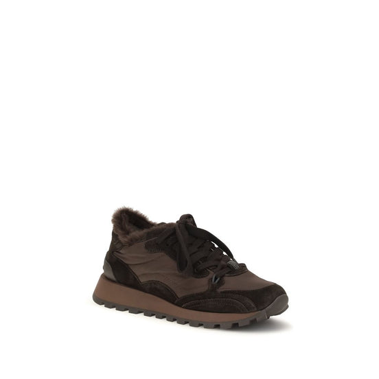 Brunello Cucinelli Brown Calf Leather Bos Taurus Athletic Sneakers