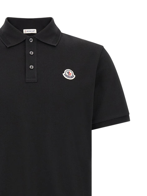 Moncler Black Cotton Polo Shirt