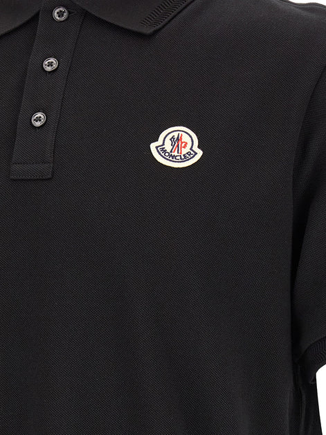 Moncler Black Cotton Polo Shirt