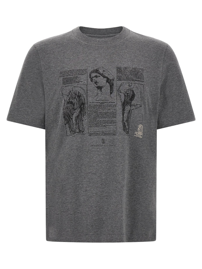 Brunello Cucinelli Gray Cotton T-Shirt