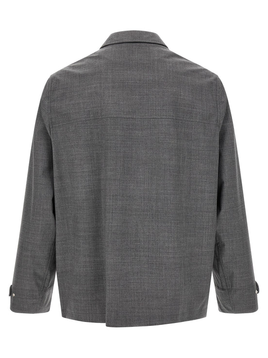 Brunello Cucinelli Gray Virgin Wool Full-Length Jacket