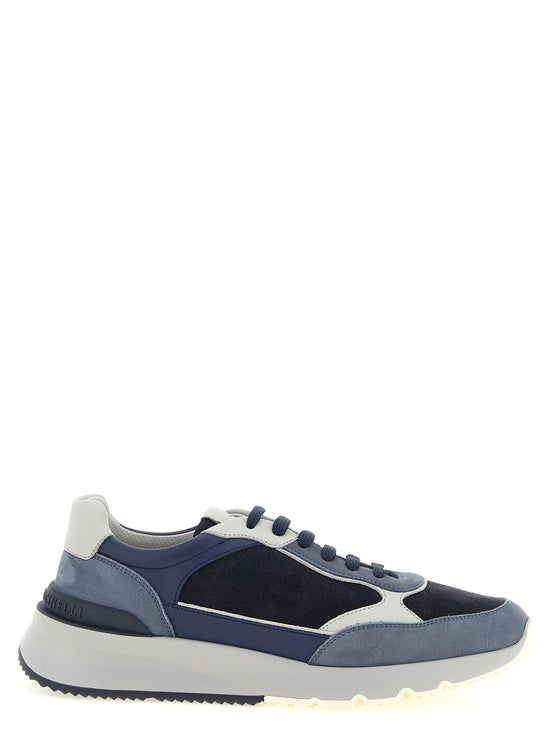 Brunello Cucinelli Blue Calfskin Athletic Sneakers