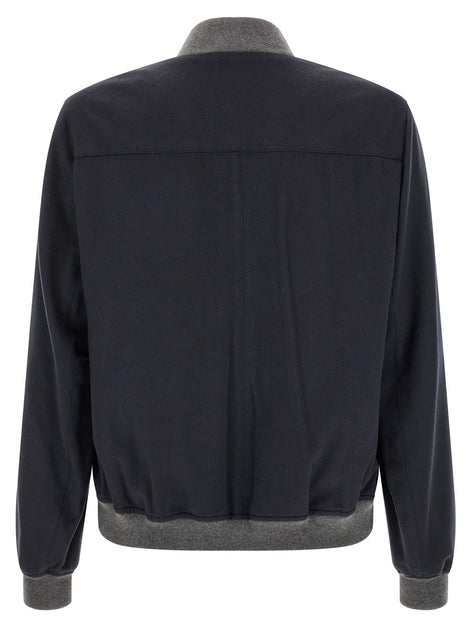 Brunello Cucinelli Blue Cashmere Bomber
