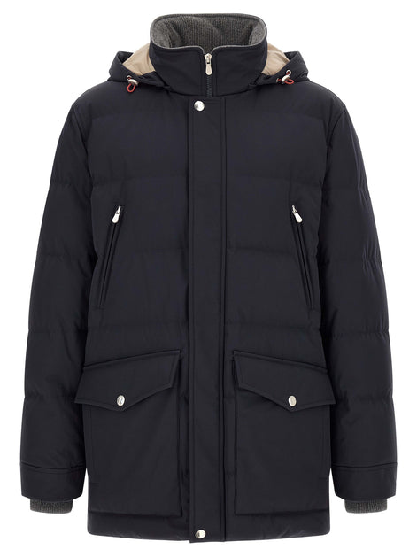 Brunello Cucinelli Blue Polyamide Parka
