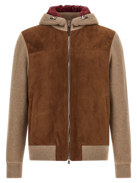 Brunello Cucinelli Brown Lamb Leather Bomber