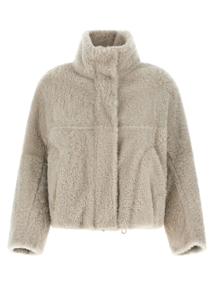 Brunello Cucinelli Beige Lamb Leather Full-Length Jacket