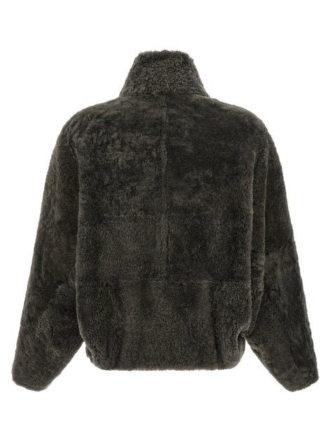 Brunello Cucinelli Gray Lamb Leather Full-Length Jacket