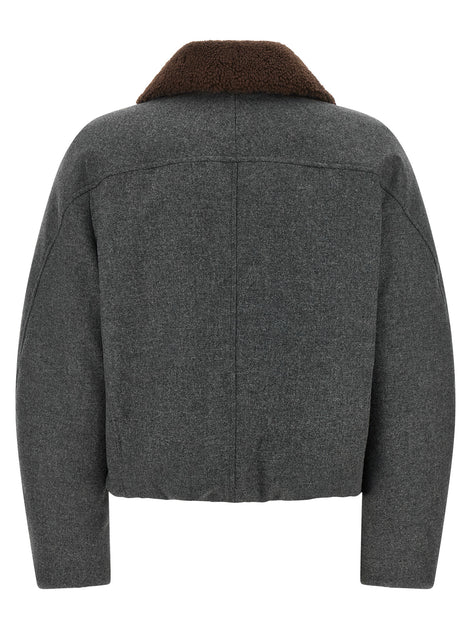 Brunello Cucinelli Gray Virgin Wool Full-Length Jacket