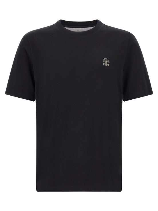 Brunello Cucinelli Black Cotton T-Shirt