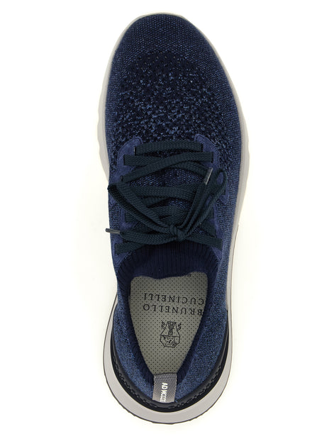 Brunello Cucinelli Blue Cotton Athletic Sneakers