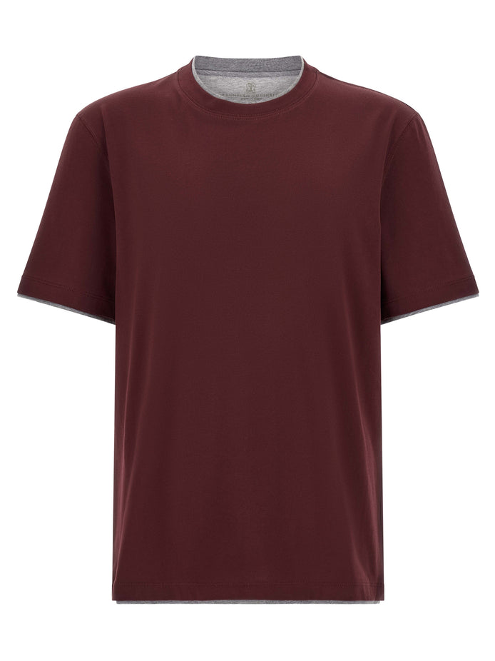 Brunello Cucinelli Bordeaux Cotton T-Shirt