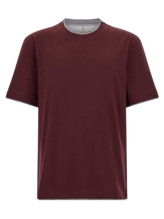Brunello Cucinelli Bordeaux Cotton T-Shirt