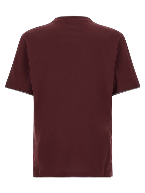 Brunello Cucinelli Bordeaux Cotton T-Shirt
