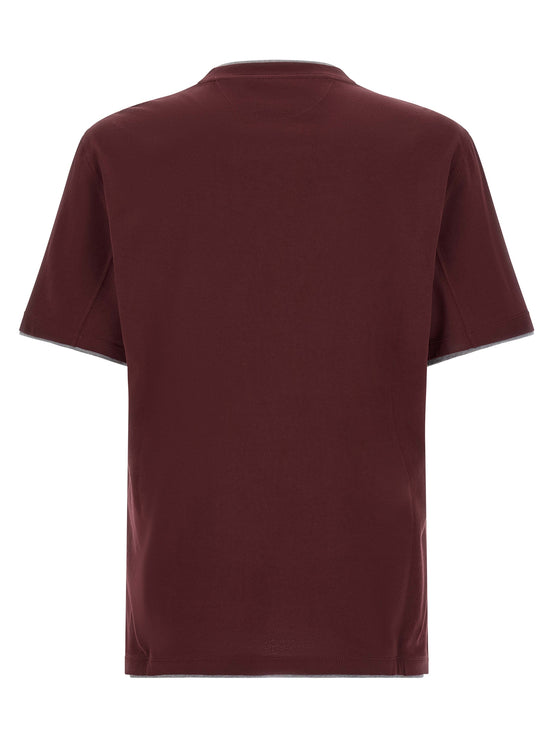 Brunello Cucinelli Bordeaux Cotton T-Shirt