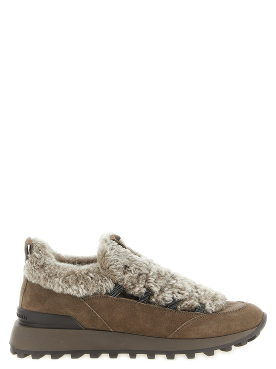 Brunello Cucinelli Brown Calfskin Chunky Sneakers