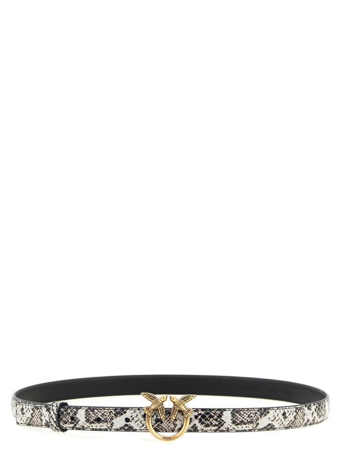 PINKO Gray Calfskin Thin Belt