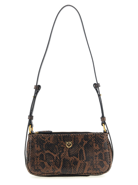 PINKO Brown Calfskin Crossbody Bag