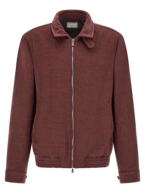 Brunello Cucinelli Bordeaux Virgin Wool Bomber