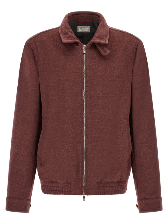 Brunello Cucinelli Bordeaux Virgin Wool Bomber