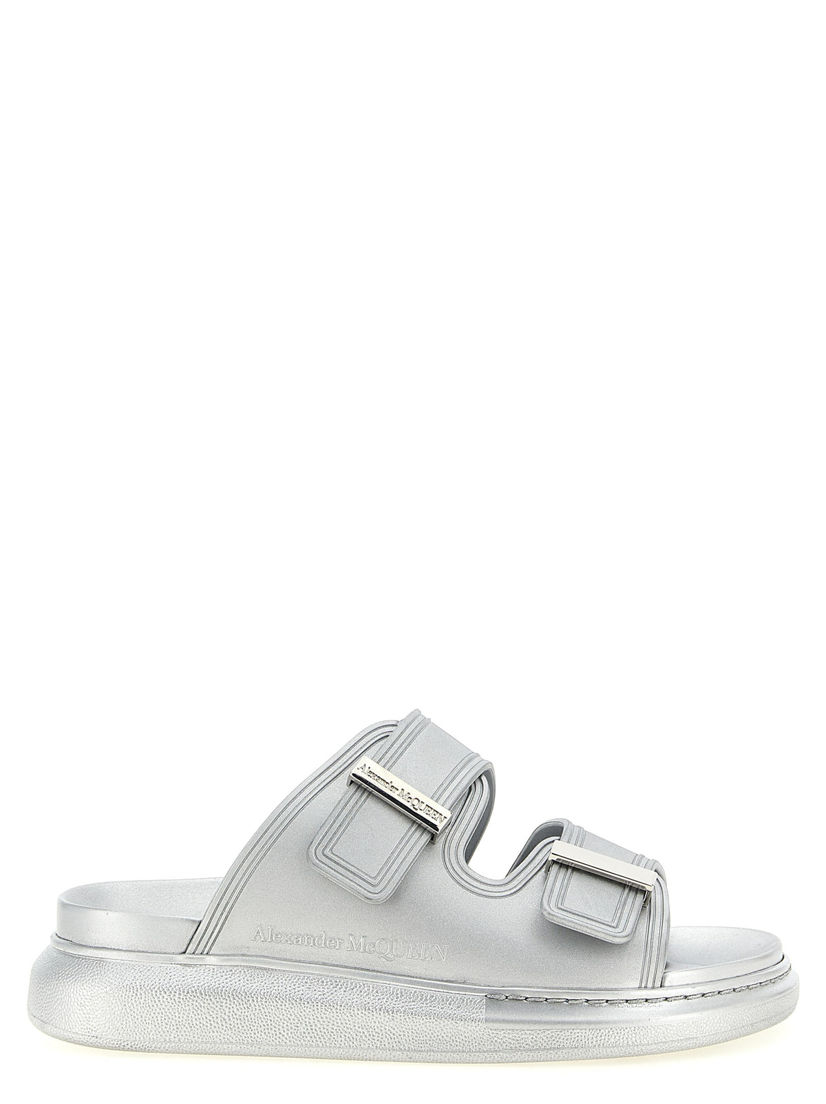 Alexander McQueen Silver Rubber Slides