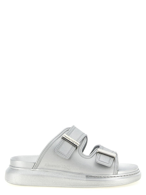 Alexander McQueen Silver Rubber Slides