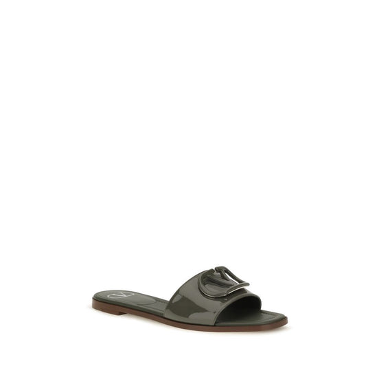 Valentino Garavani Bicolor Calf Leather Bos Taurus Flat Sandals