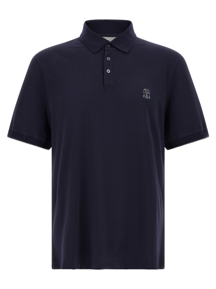 Brunello Cucinelli Blue Cotton Polo Shirt