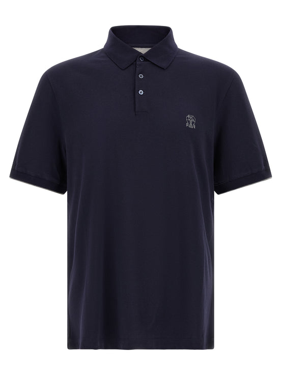 Brunello Cucinelli Blue Cotton Polo Shirt
