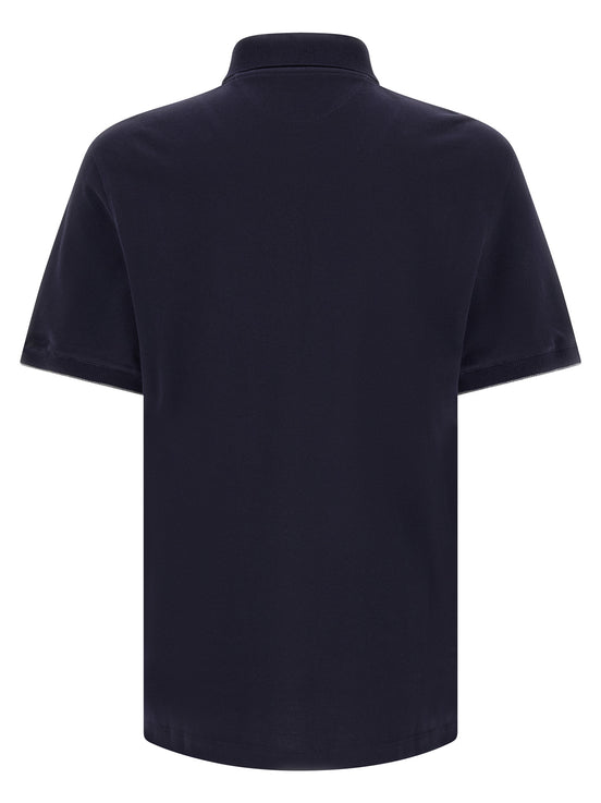 Brunello Cucinelli Blue Cotton Polo Shirt