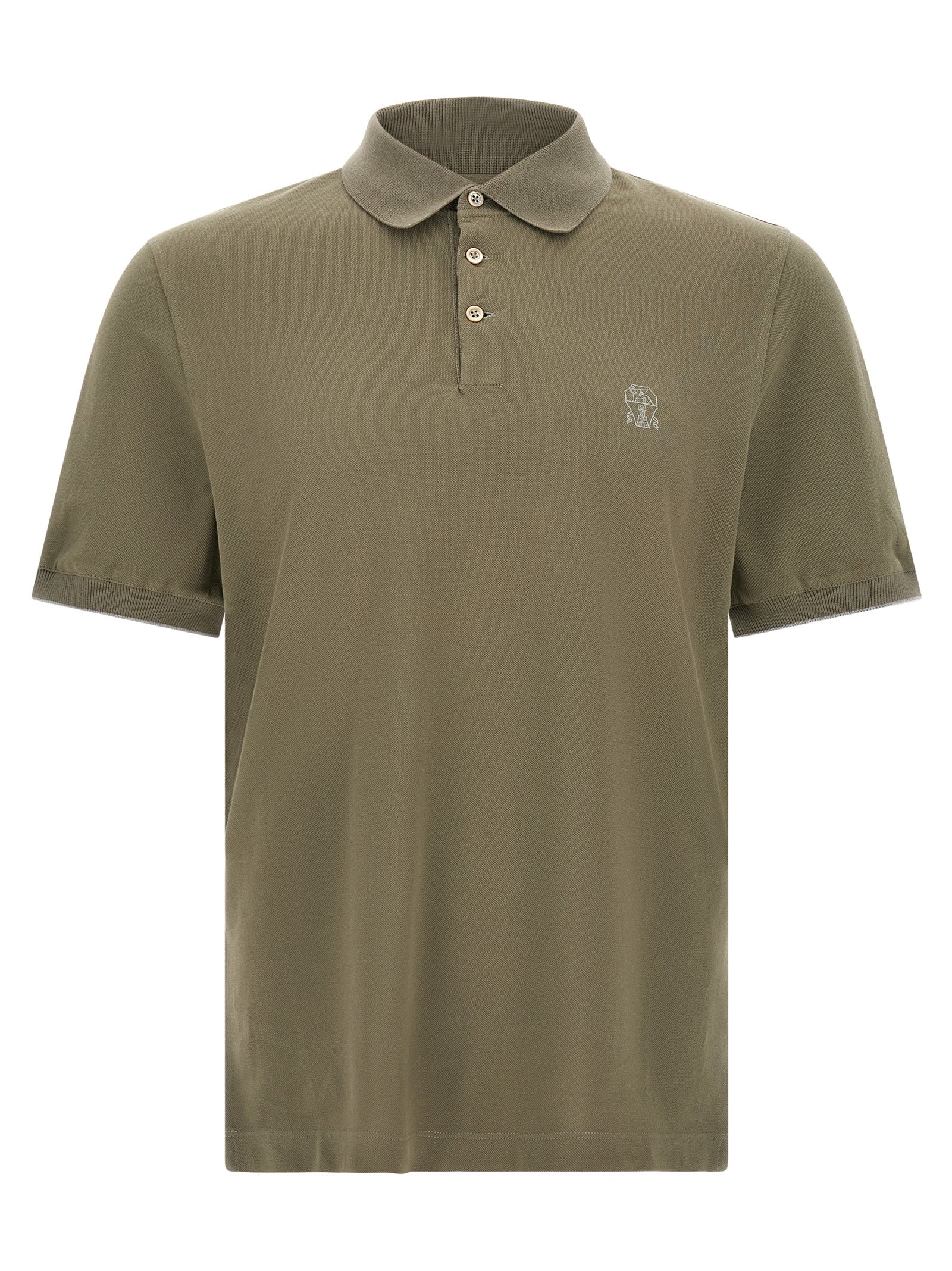 Brunello Cucinelli Bicolor Cotton Polo Shirt