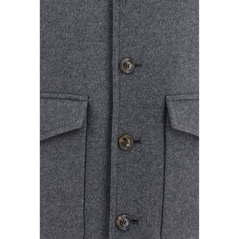 Valentino Garavani Gray Wool Oves Aries Full-Length Jacket