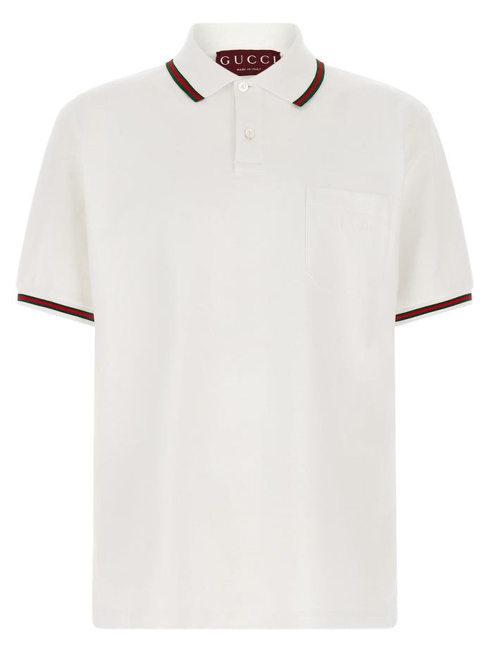 Gucci White Cotton Polo Shirt
