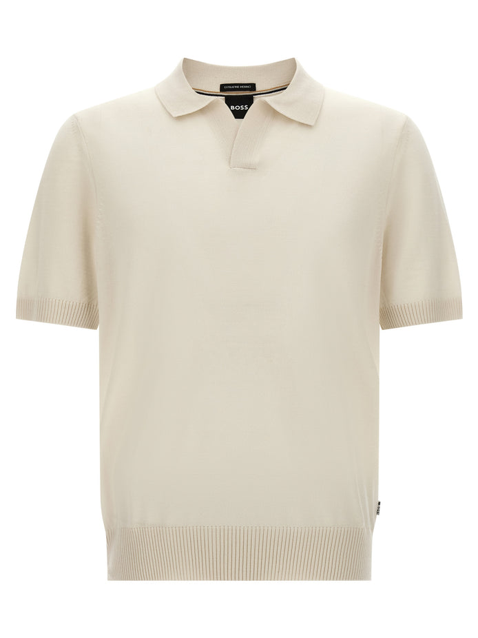 Hugo Boss White Virgin Wool Polo Shirt