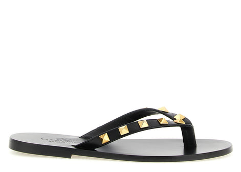 Valentino Garavani Black Calfskin Slides