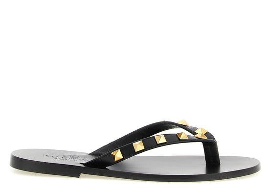 Valentino Garavani Black Calfskin Slides