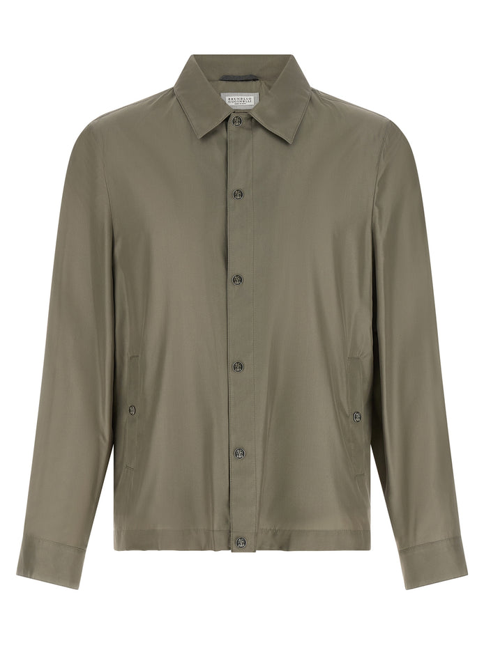 Brunello Cucinelli Bicolor Silk Full-Length Jacket