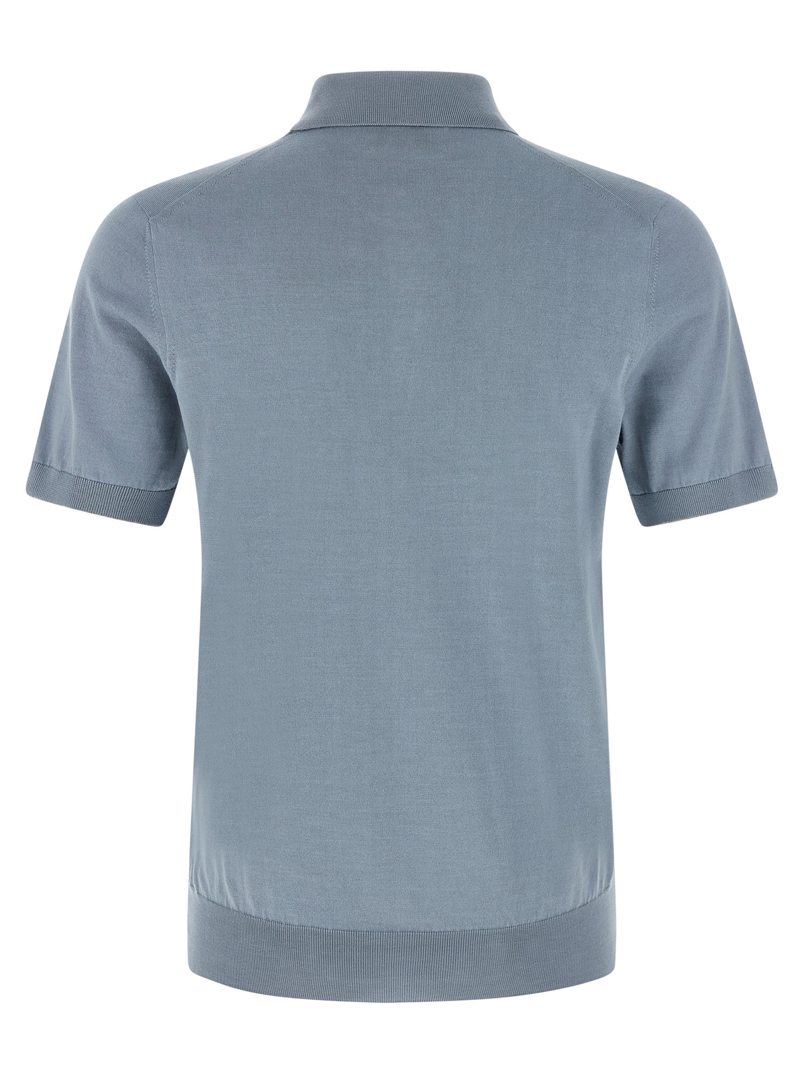 Brunello Cucinelli Blue Cotton Polo Shirt