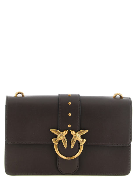 PINKO Brown Calfskin Crossbody Bag